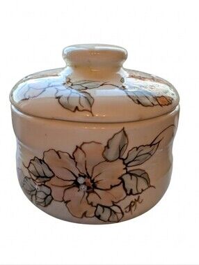 1970s ⚱️JP MacRae Studio Pottery — 4" Floral Jar/Dish Complete with Lid 🪷 MCM